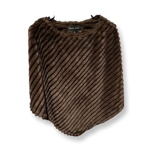 Black rivet chocolate brown shawl shrug cover up cape faux fur size small